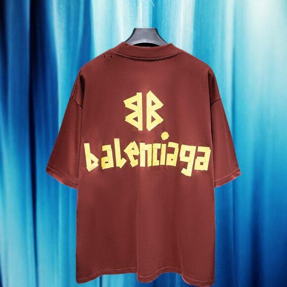Men's Burgundy Balenciaga Short Sleeve - Picture 2 of 5